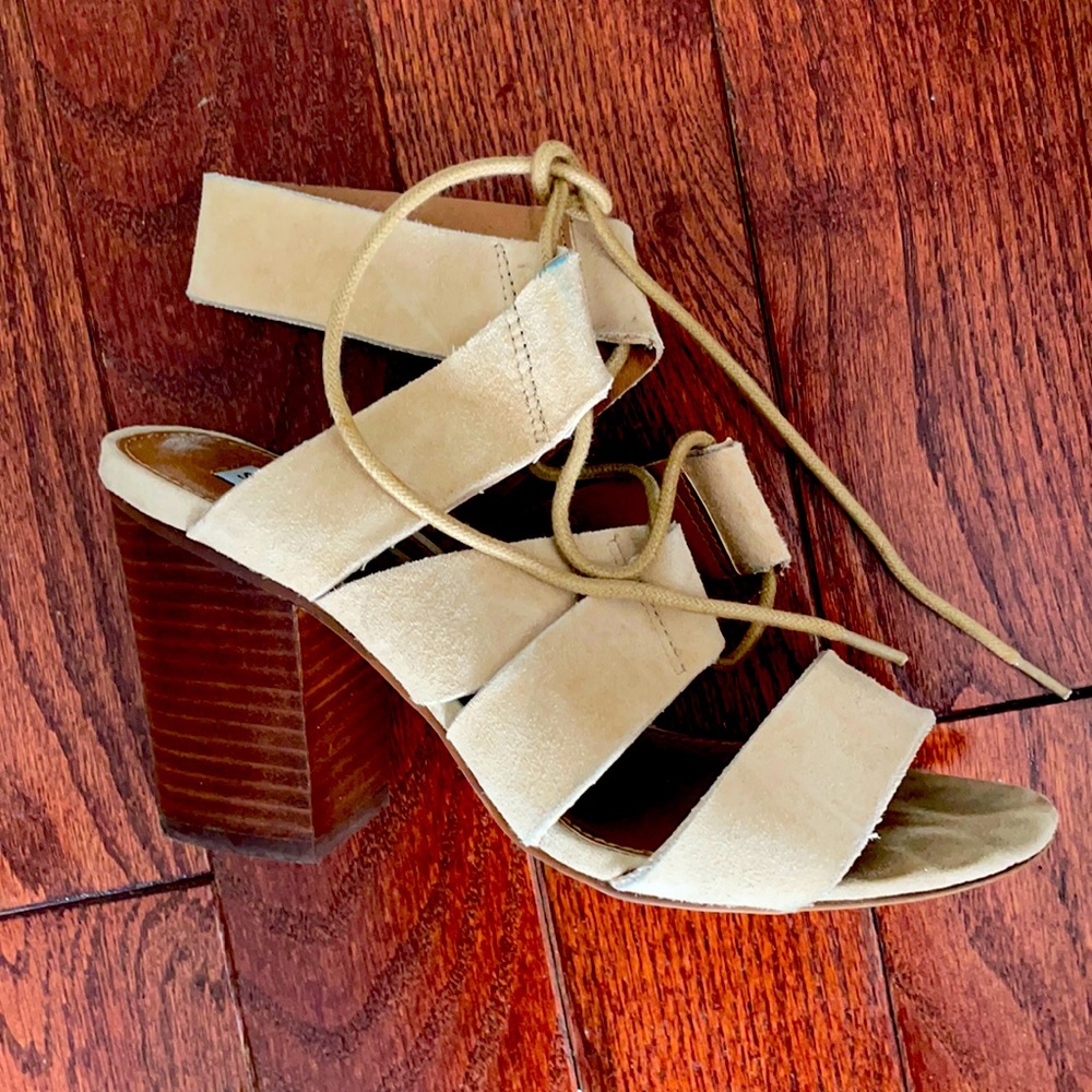 Suede Steve Madden lace up strappy sandals